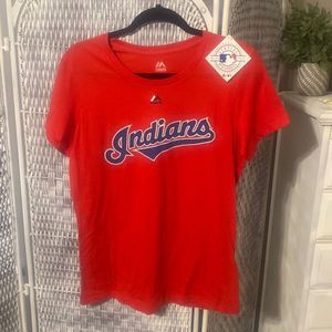 Majestic MLB Red Cleveland Indians Shirt Size L